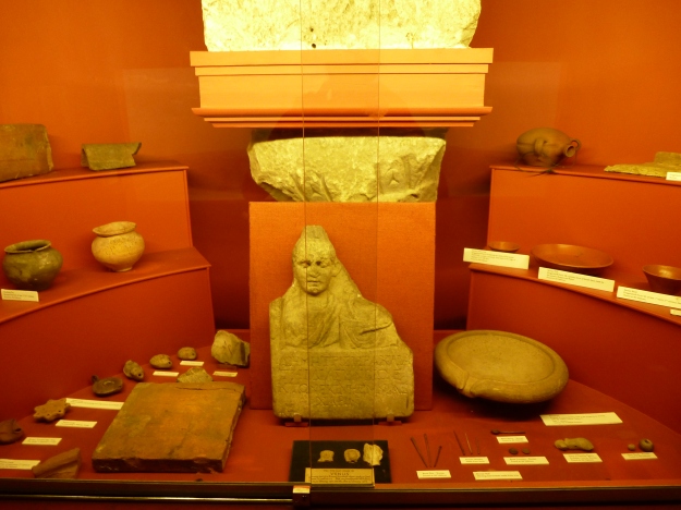 A display of Roman finds from All Hallows by the Tower, London