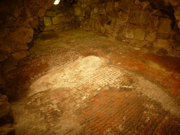 A Roman tessellated pavement in the crypt of All Hallows by the Tower