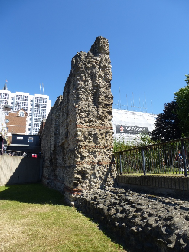 A side view of London's Roman Wall, Tower Hill