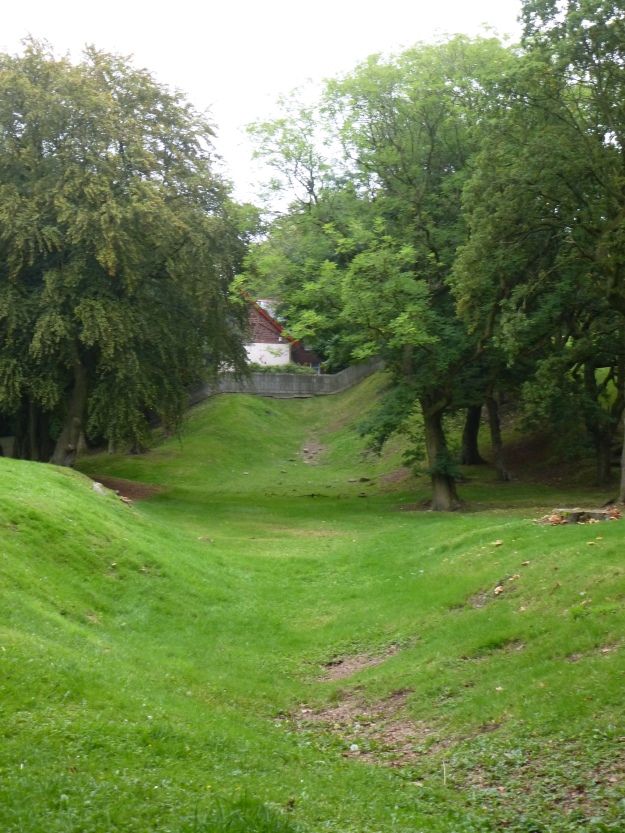The ditch of the Antonine Wall emerging from the other side of Watling Lodge